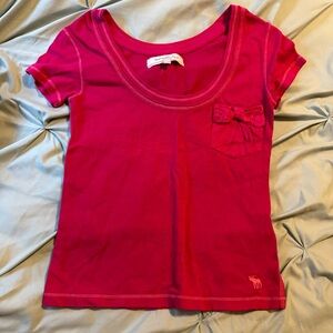 Abercrombie & Fitch Fuchsia Short Sleeve Tee with Bow Detail